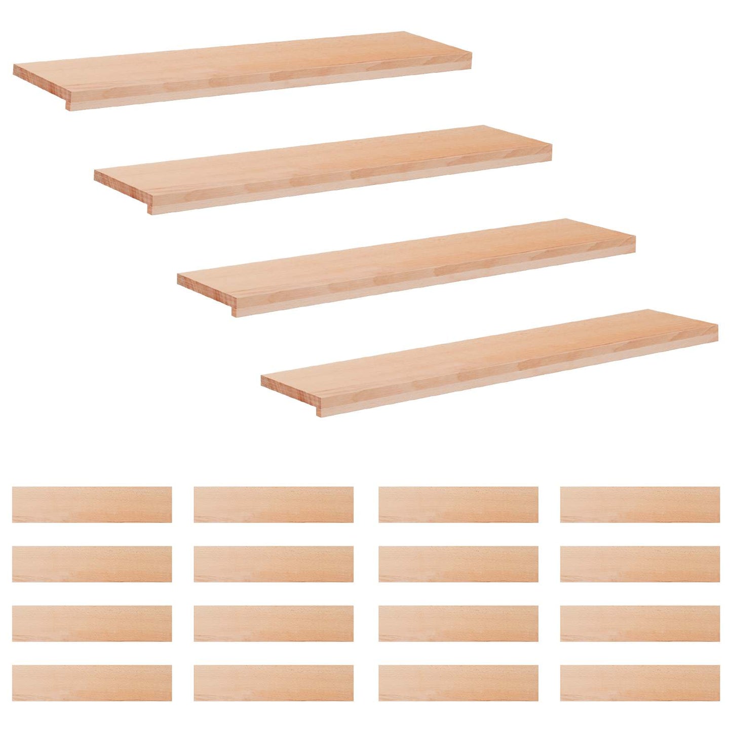 Stair Treads 20 pcs 120 x 30 x 2 cm Natural Solid Beech Wood