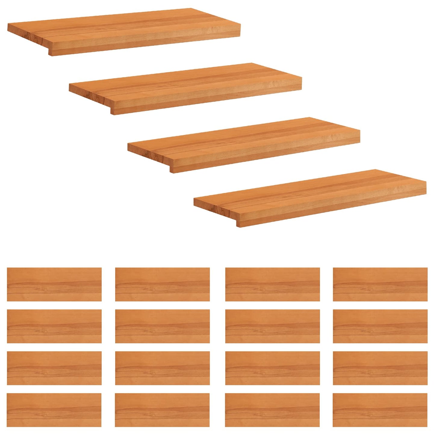 Stair Treads 20 pcs 80 x 30 x 2 cm Light Brown Solid Beech Wood