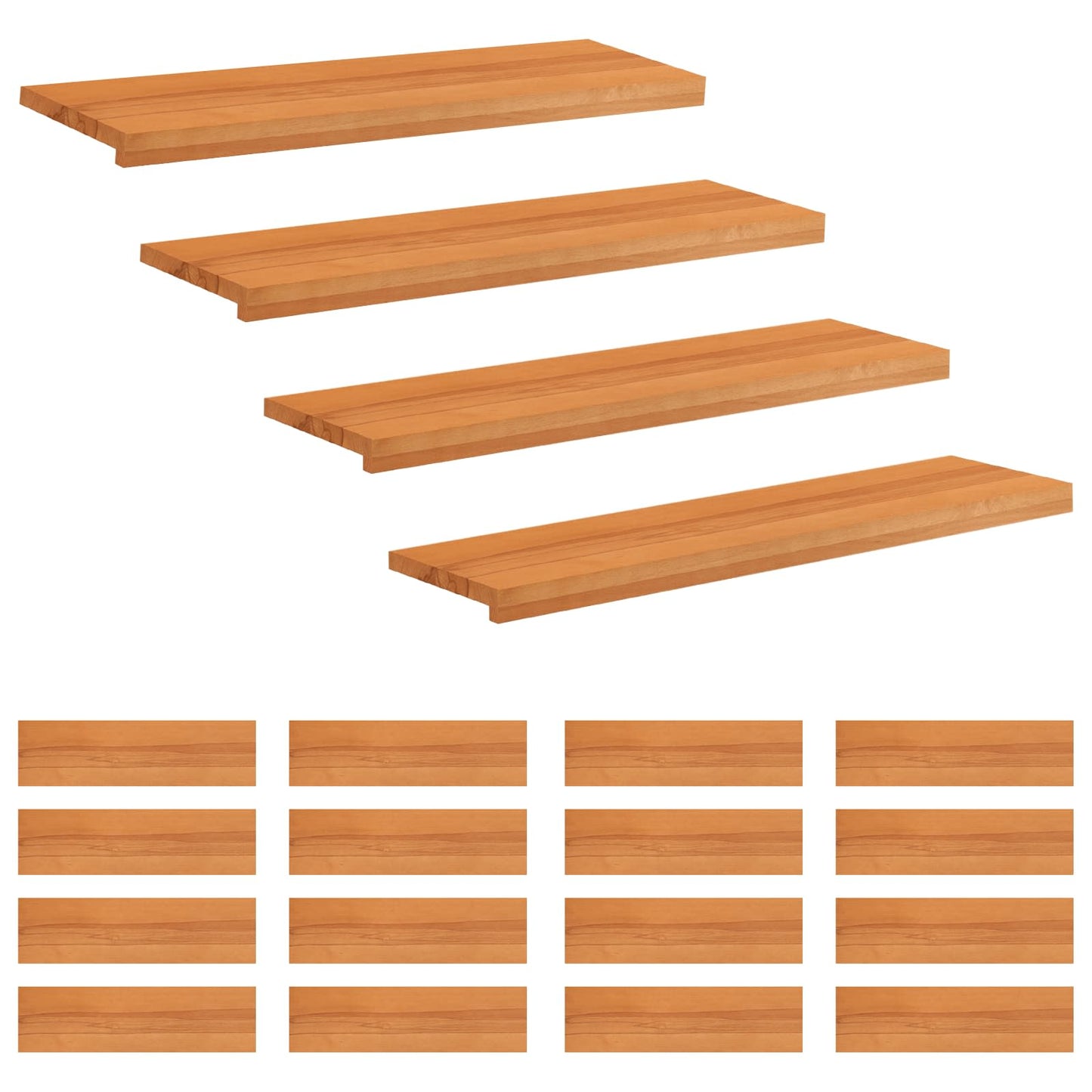 Stair Treads 20 pcs 90 x 30 x 2 cm Light Brown Solid Beech Wood