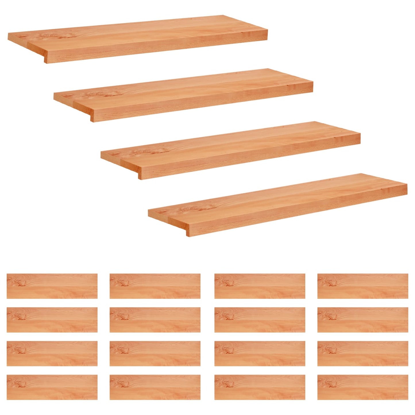Stair Treads 20 pcs 90 x 25 x 2 cm Varnish Solid Beech Wood