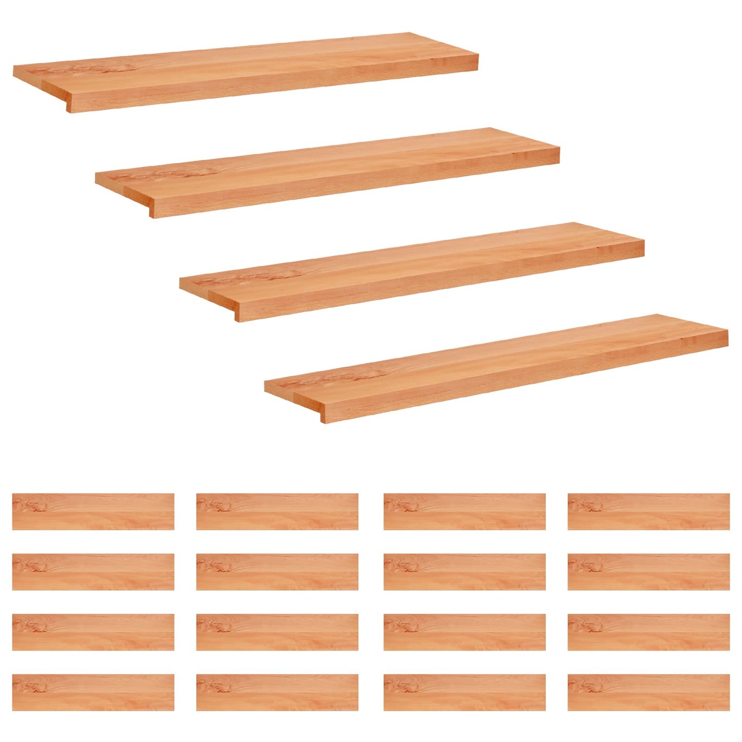 Stair Treads 20 pcs 110 x 25 x 2 cm Varnish Solid Beech Wood