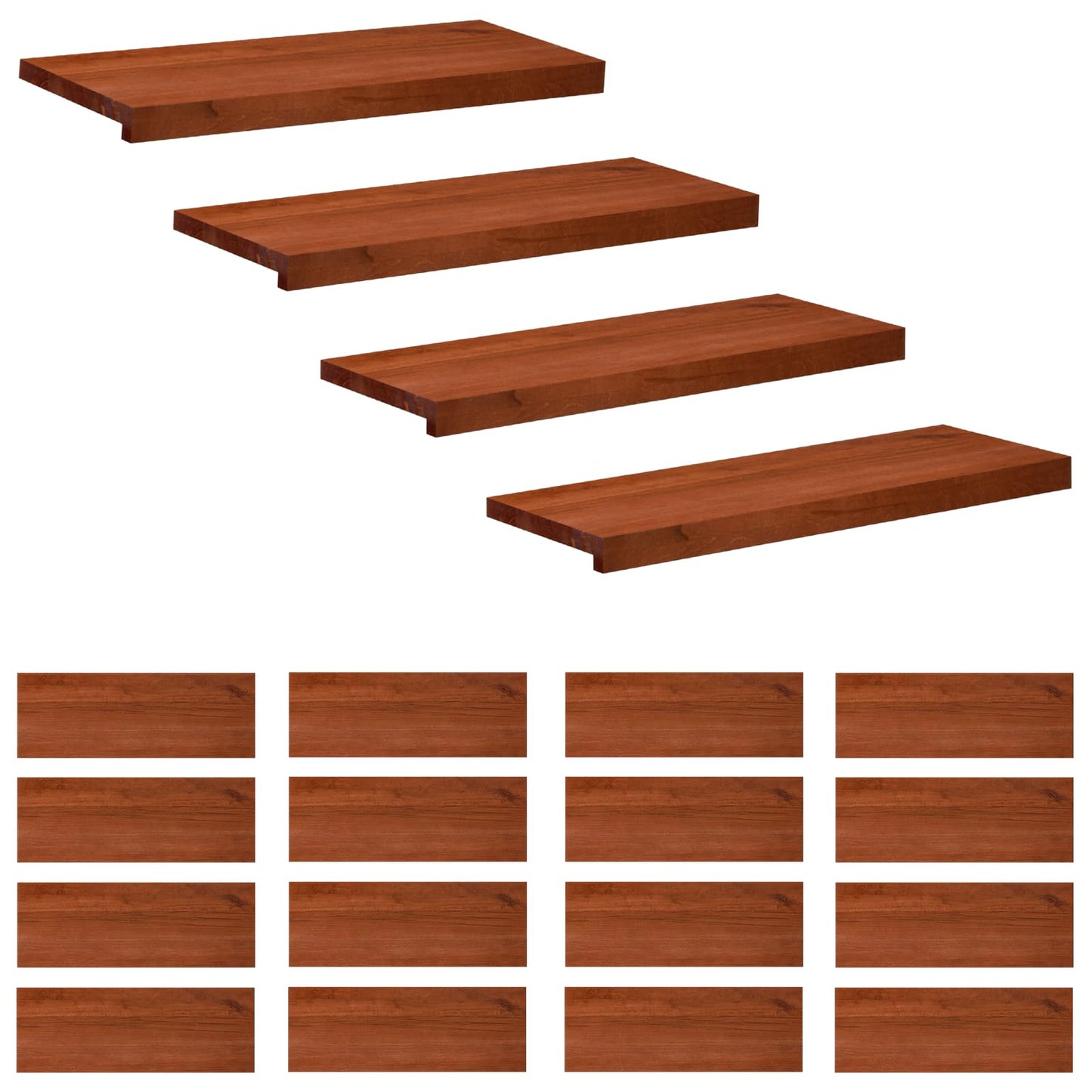 Stair Treads 20 pcs 70 x 25 x 2 cm Brown Solid Beech Wood