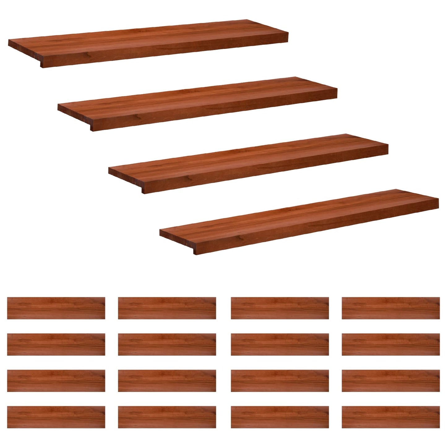 Stair Treads 20 pcs 120 x 30 x 2 cm Brown Solid Beech Wood