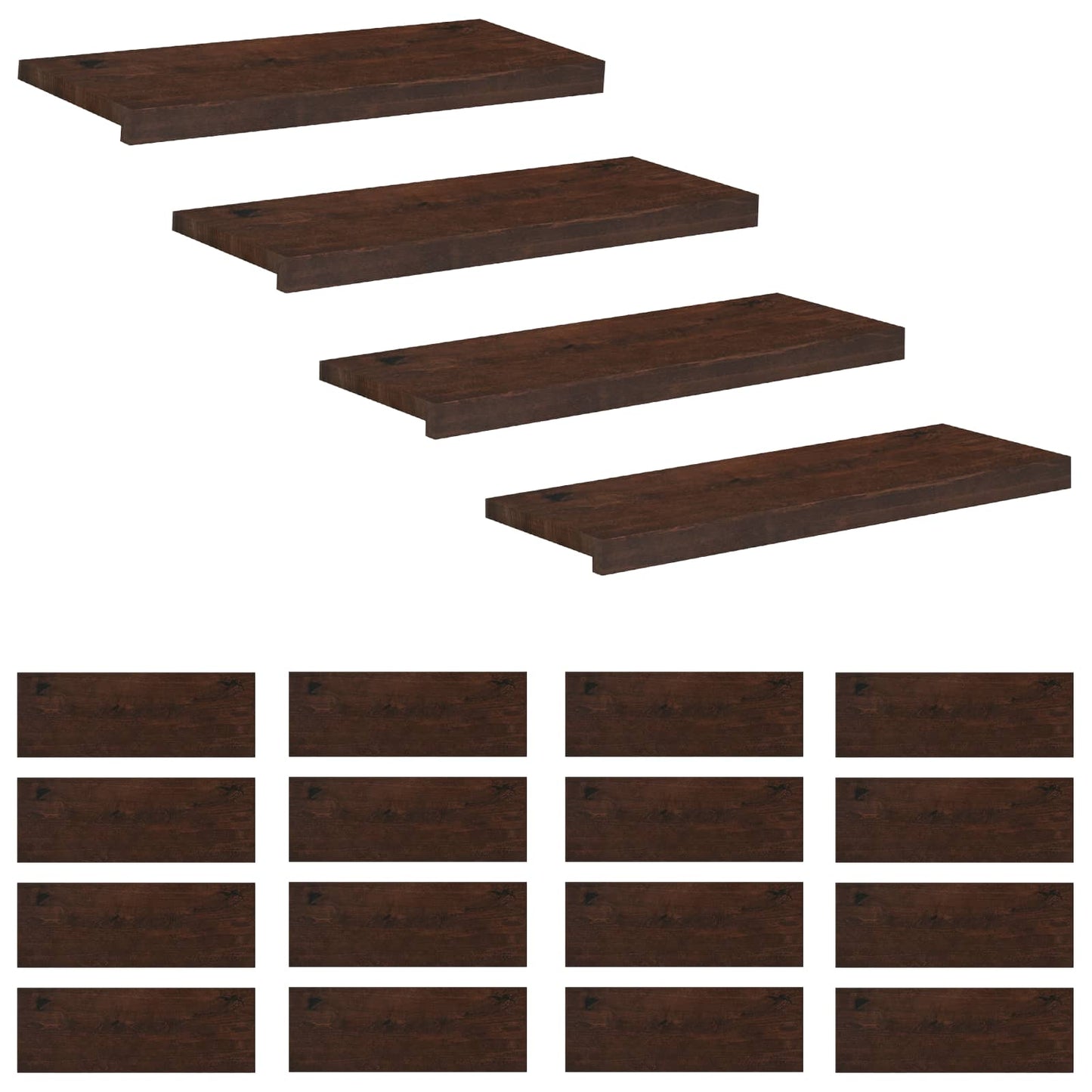 Stair Treads 20 pcs 80 x 25 x 2 cm Dark Brown Solid Beech Wood