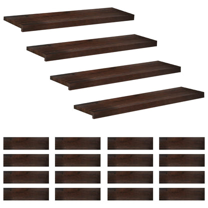 Stair Treads 20 pcs 100 x 25 x 2 cm Dark Brown Solid Beech Wood