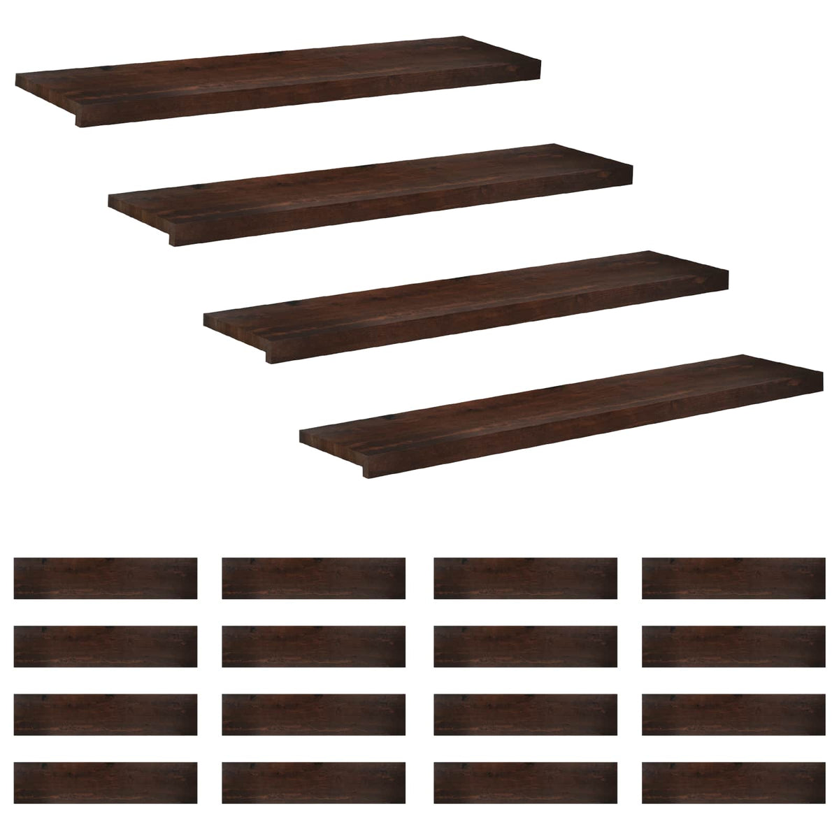 Stair Treads 20 pcs 110 x 30 x 2 cm Dark Brown Solid Beech Wood