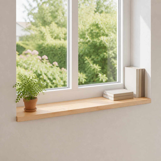 Window Sills 2 pcs Natural 80x 15 x 2 cm Solid Beech Wood