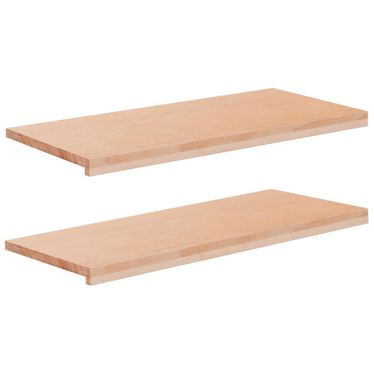 Window Sills 2 pcs Natural 100 x 40 x 2 cm Solid Beech Wood