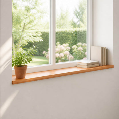 Window Sills 2 pcs Light Brown 110 x 20 x 2 cm Solid Beech Wood