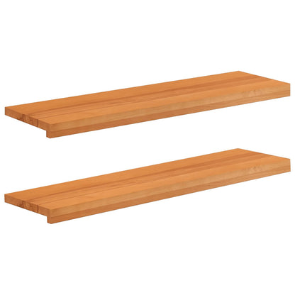 Window Sills 2 pcs Light Brown 90 x 25 x 2 cm Solid Beech Wood