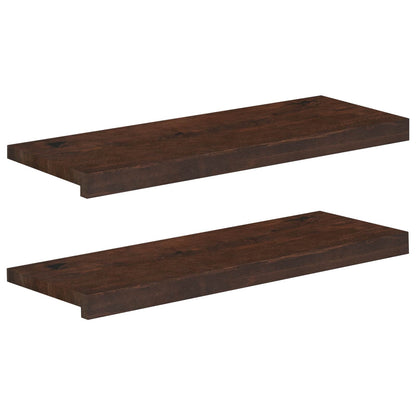 Window Sills 2 pcs Dark Brown 80x 25 x 2 cm Solid Beech Wood