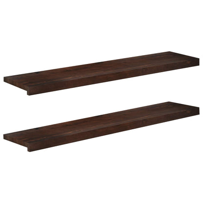 Window Sills 2 pcs Dark Brown 110 x 25 x 2 cm Solid Beech Wood
