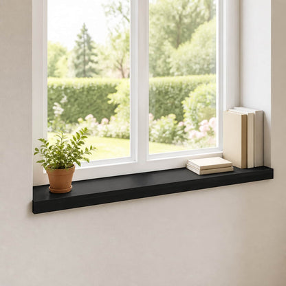Window Sills 2 pcs Black 80x 15 x 2 cm Solid Beech Wood