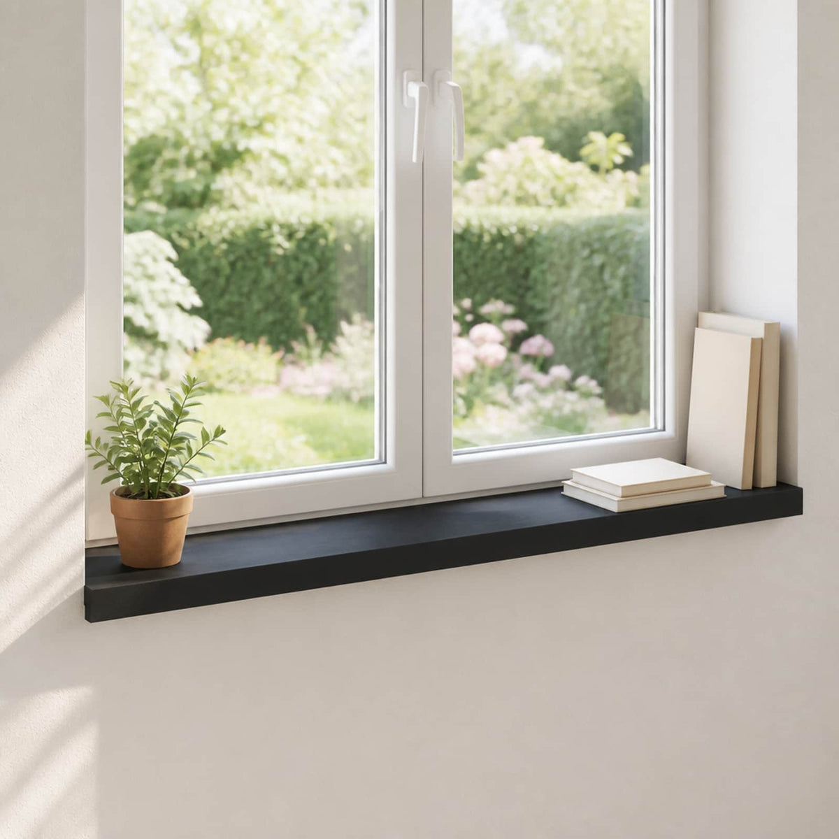 Window Sills 2 pcs Black 80x 20 x 2 cm Solid Beech Wood