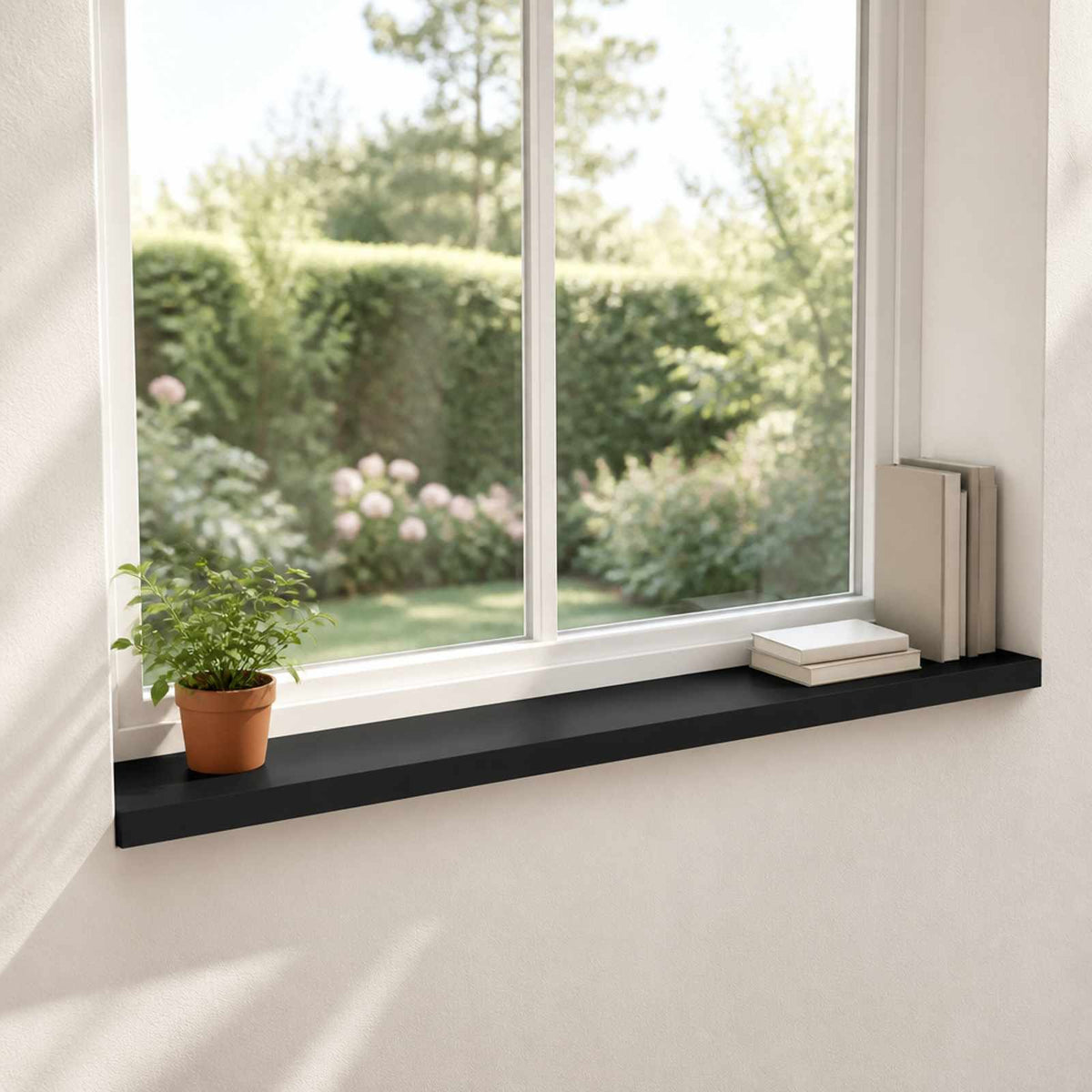 Window Sills 2 pcs Black 140 x 20 x 2 cm Solid Beech Wood