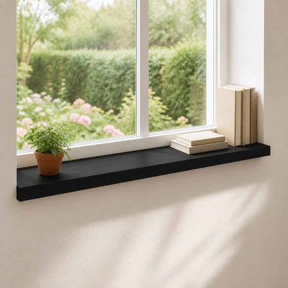 Window Sills 2 pcs Black 90 x 25 x 2 cm Solid Beech Wood