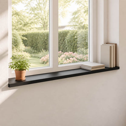 Window Sills 2 pcs Black 140 x 25 x 2 cm Solid Beech Wood