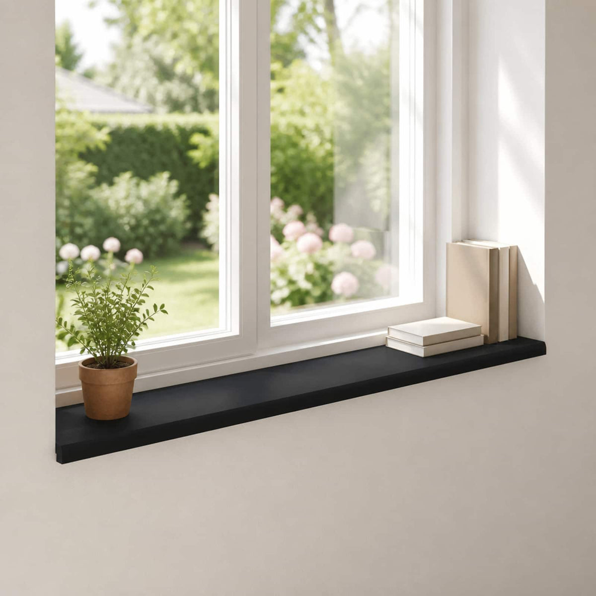 Window Sills 2 pcs Black 160 x 30 x 2 cm Solid Beech Wood