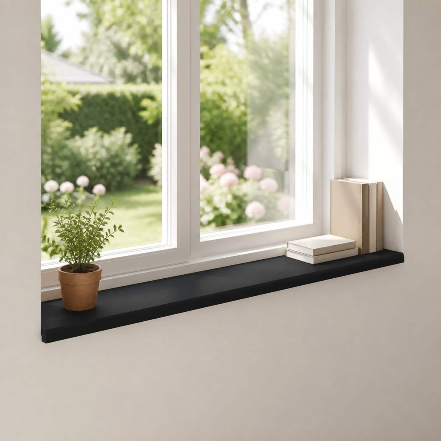 Window Sills 2 pcs Black 120 x 30 x 2 cm Solid Beech Wood