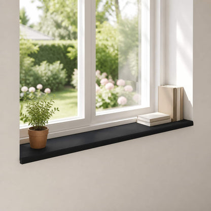Window Sills 2 pcs Black 120 x 30 x 2 cm Solid Beech Wood