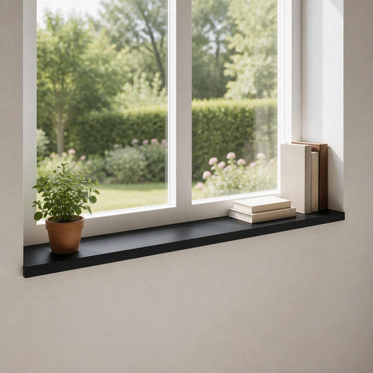 Window Sills 2 pcs Black 120 x 40 x 2 cm Solid Beech Wood
