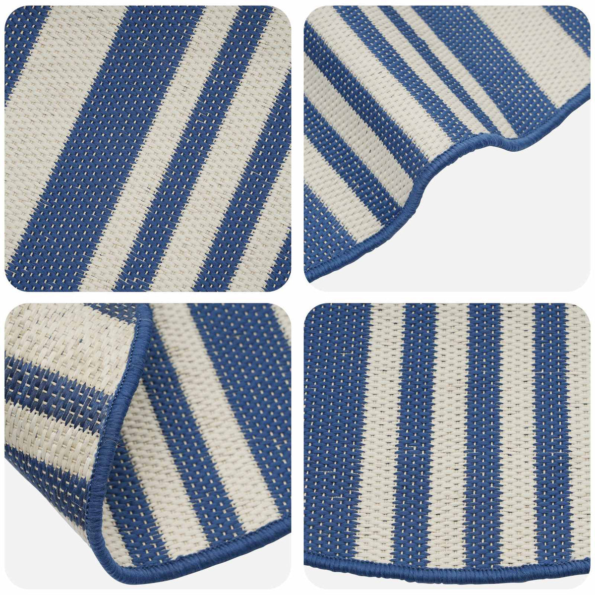In- and Outdoor Rug OLITE Natural and Navy Blue Ø 160cm 100% PP