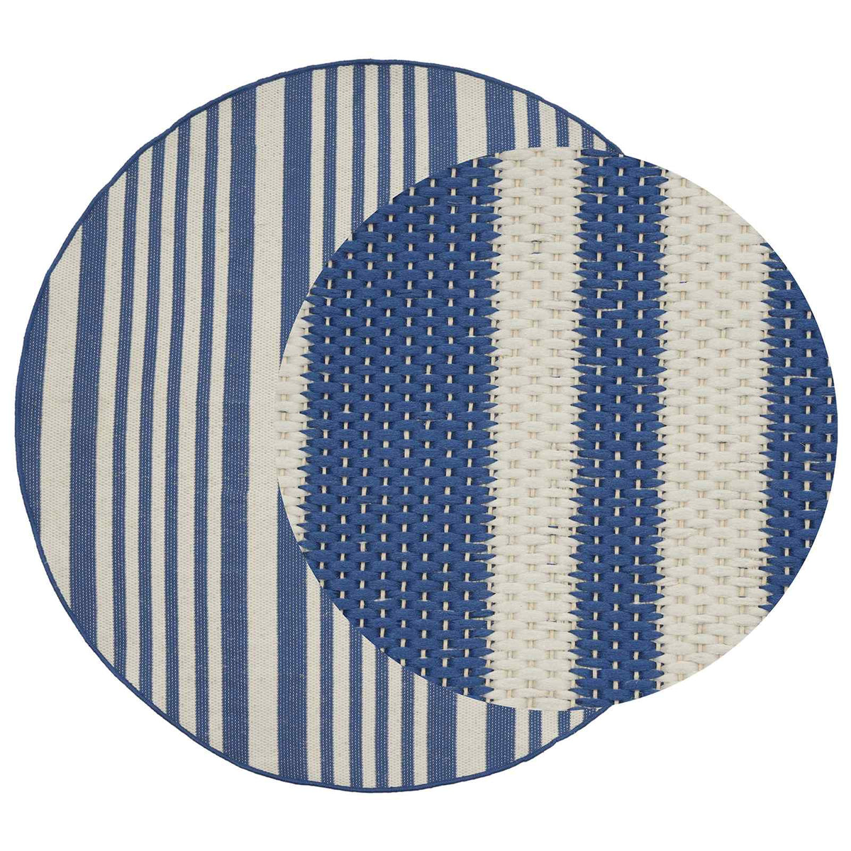 In- and Outdoor Rug OLITE Natural and Navy Blue Ø 160cm 100% PP
