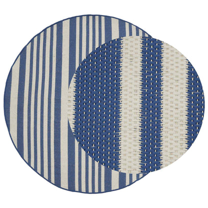 In- and Outdoor Rug OLITE Natural and Navy Blue Ø 160cm 100% PP