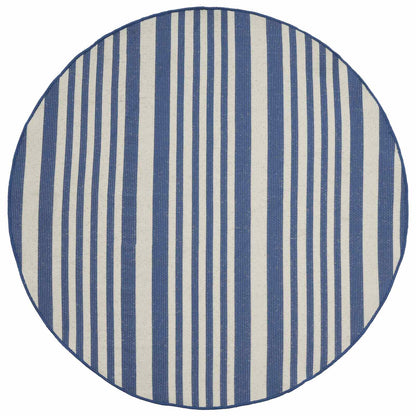 In- and Outdoor Rug OLITE Natural and Navy Blue Ø 160cm 100% PP