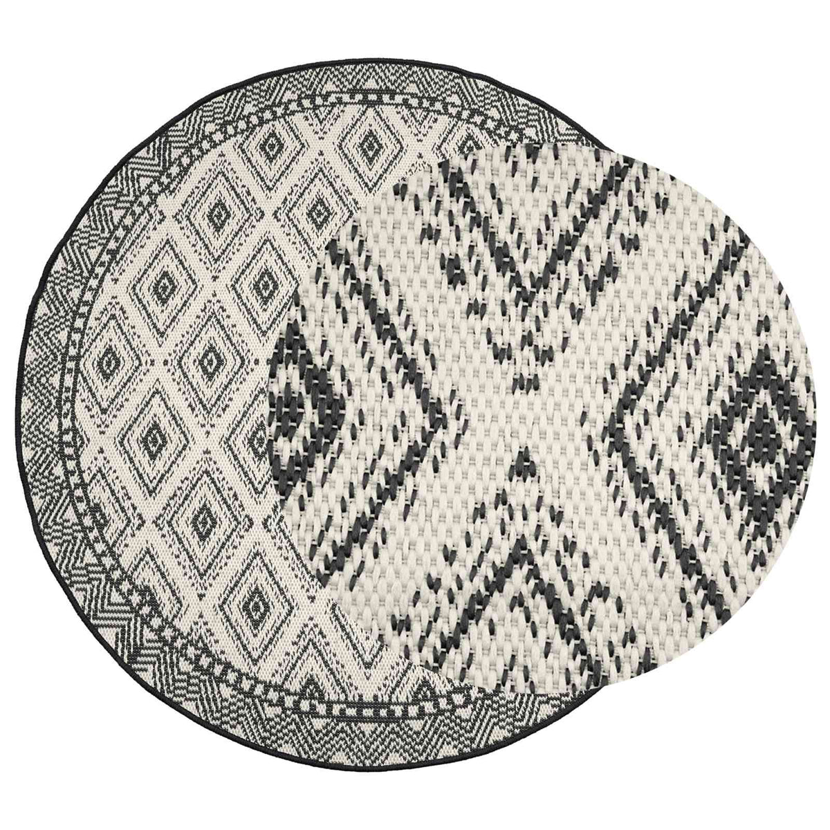 Area Rug Natural and Black Ø 160 cm PET