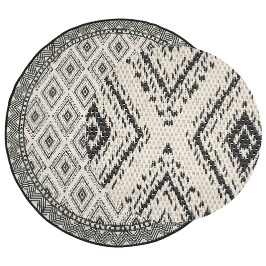 Area Rug Natural and Black Ø 160 cm PET