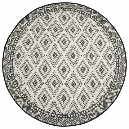 Area Rug Natural and Black Ø 160 cm PET