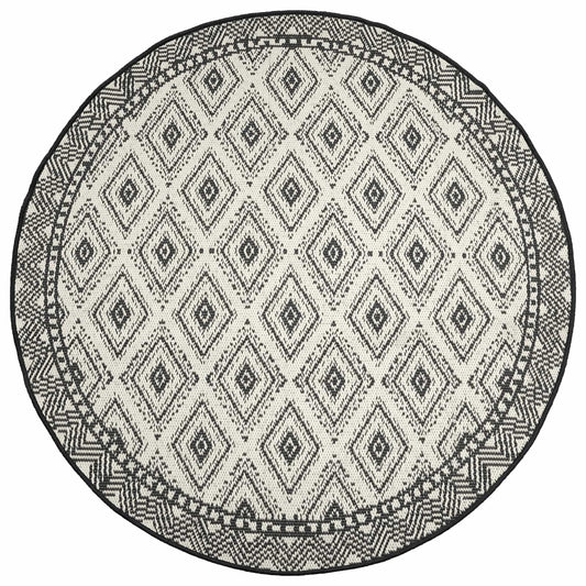 Area Rug Natural and Black Ø 160 cm PET