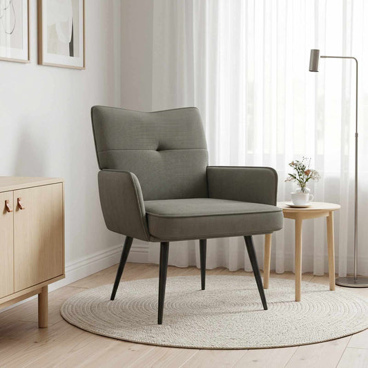Armchair Light Grey Corduroy Fabric