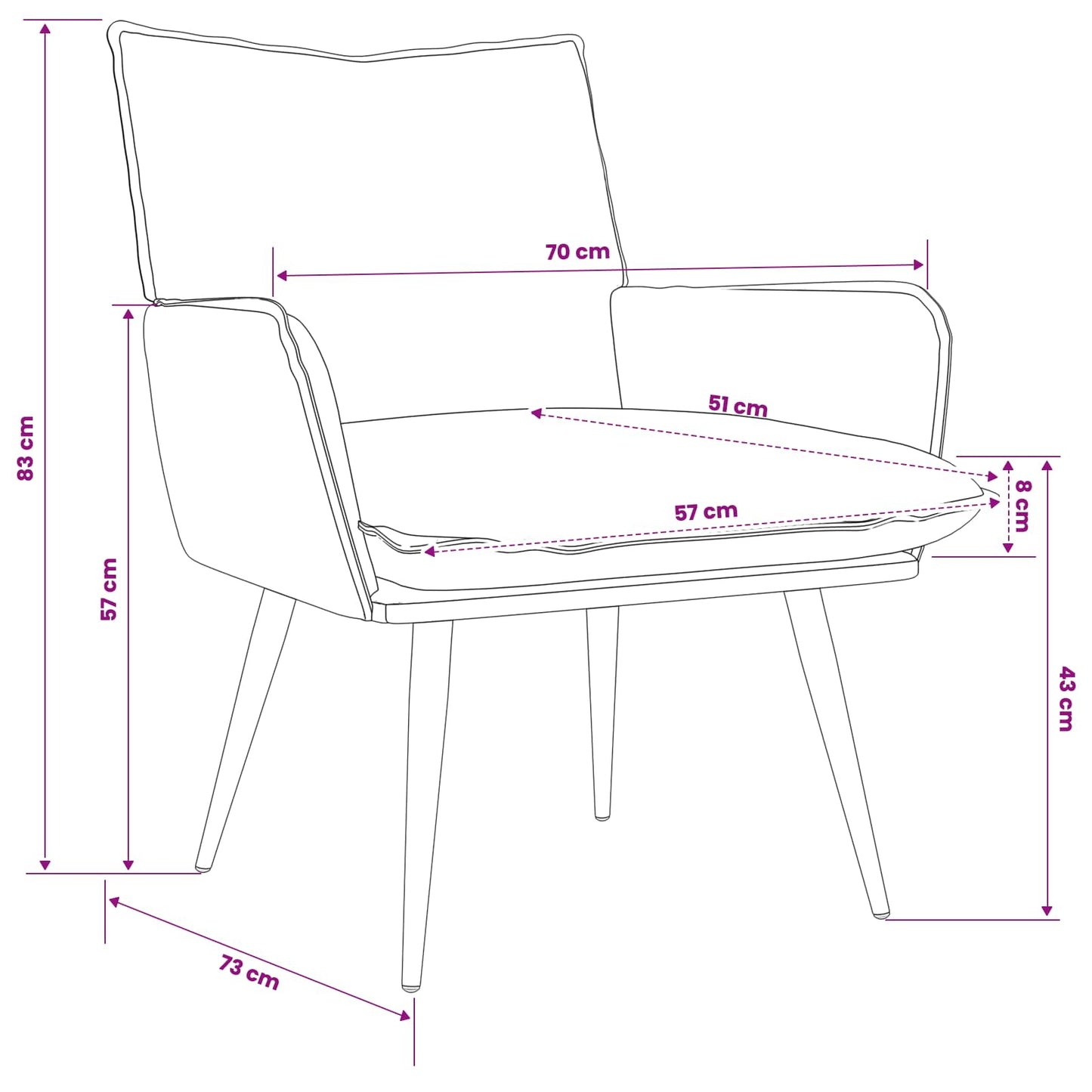 Armchair Pink Velvet