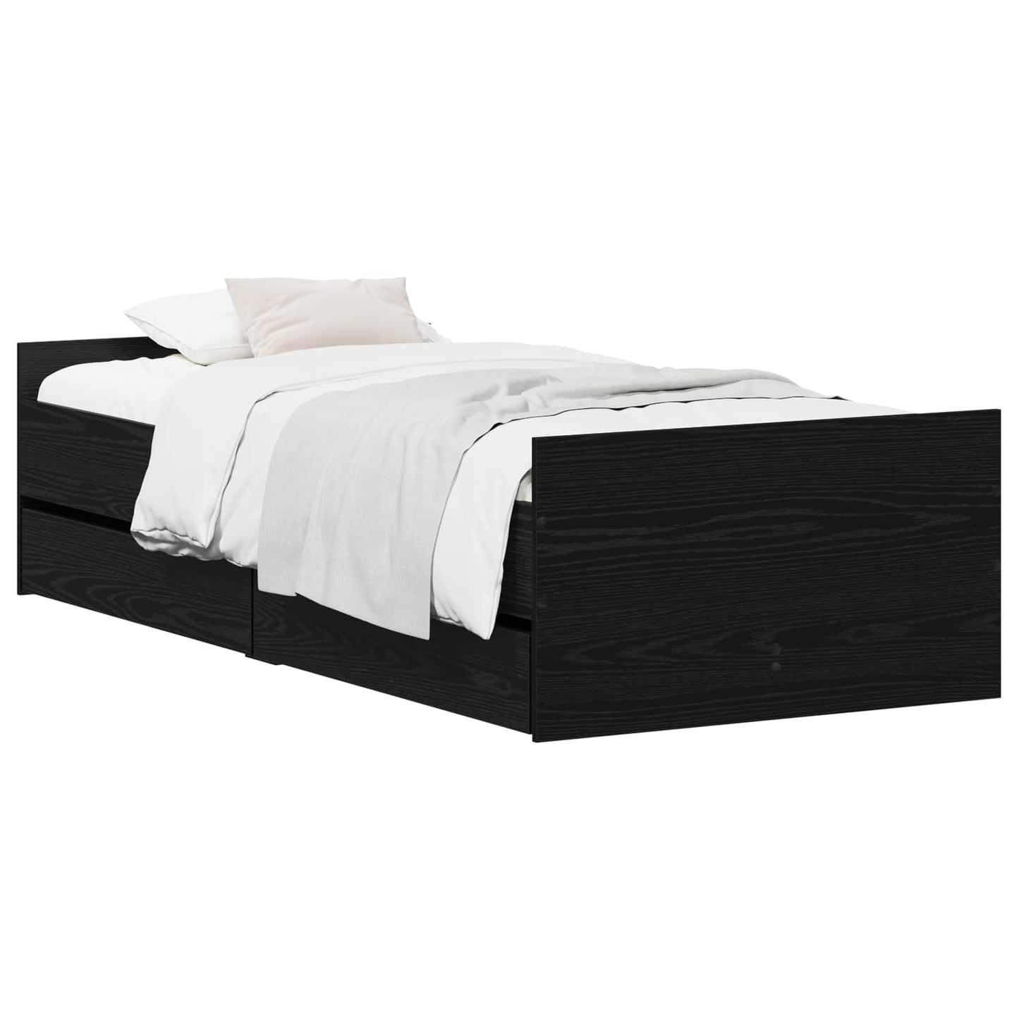 Bed Frame Black Oak 100 x 200 cm Engineered Wood