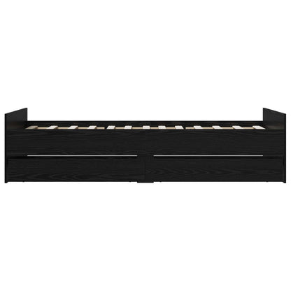 Bed Frame Black Oak 100 x 200 cm Engineered Wood