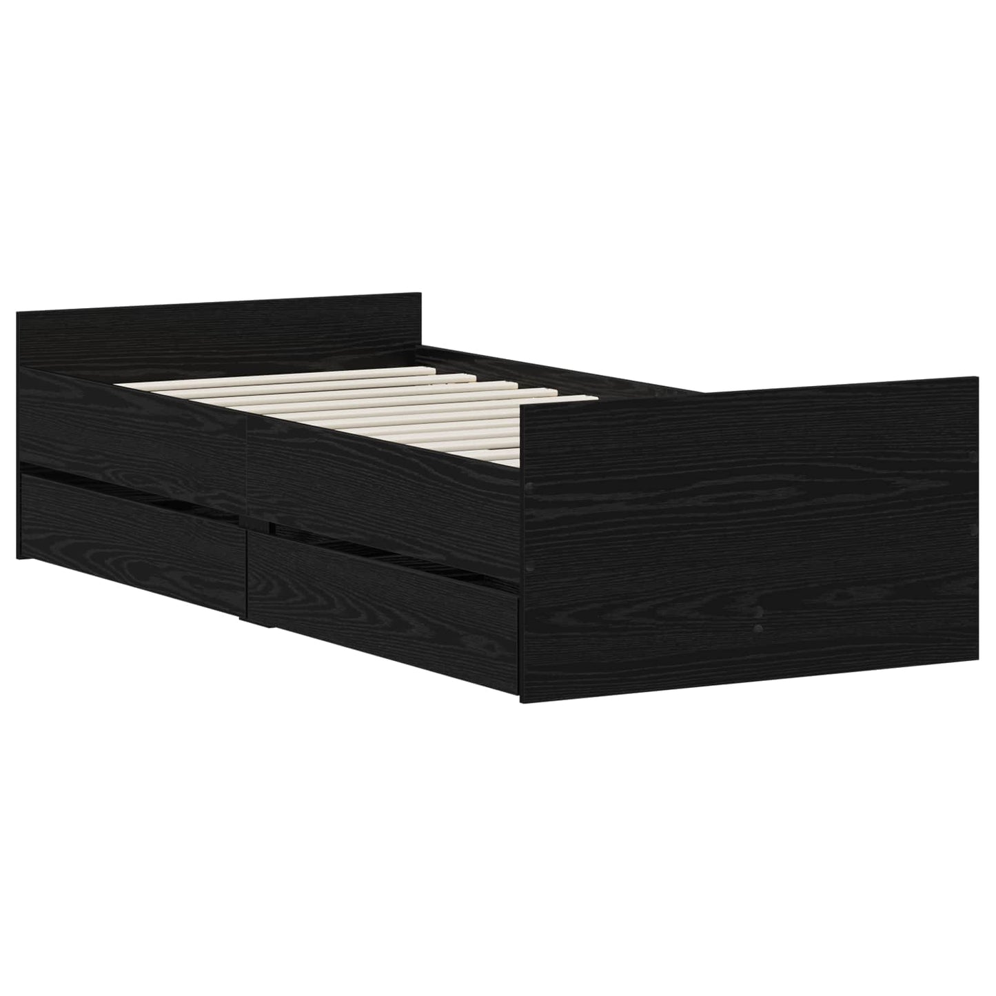 Bed Frame Black Oak 90 x 200 cm Engineered Wood