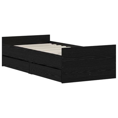Bed Frame Black Oak 90 x 200 cm Engineered Wood