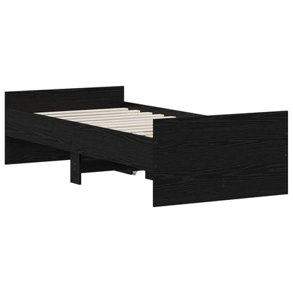 Bed Frame Black Oak 90 x 200 cm Engineered Wood
