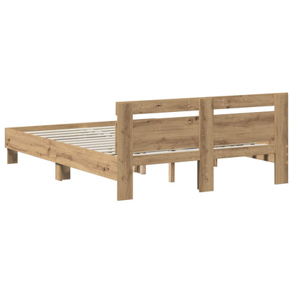 Bed Frame Artisan Oak 135 x 190 cm Engineered Wood