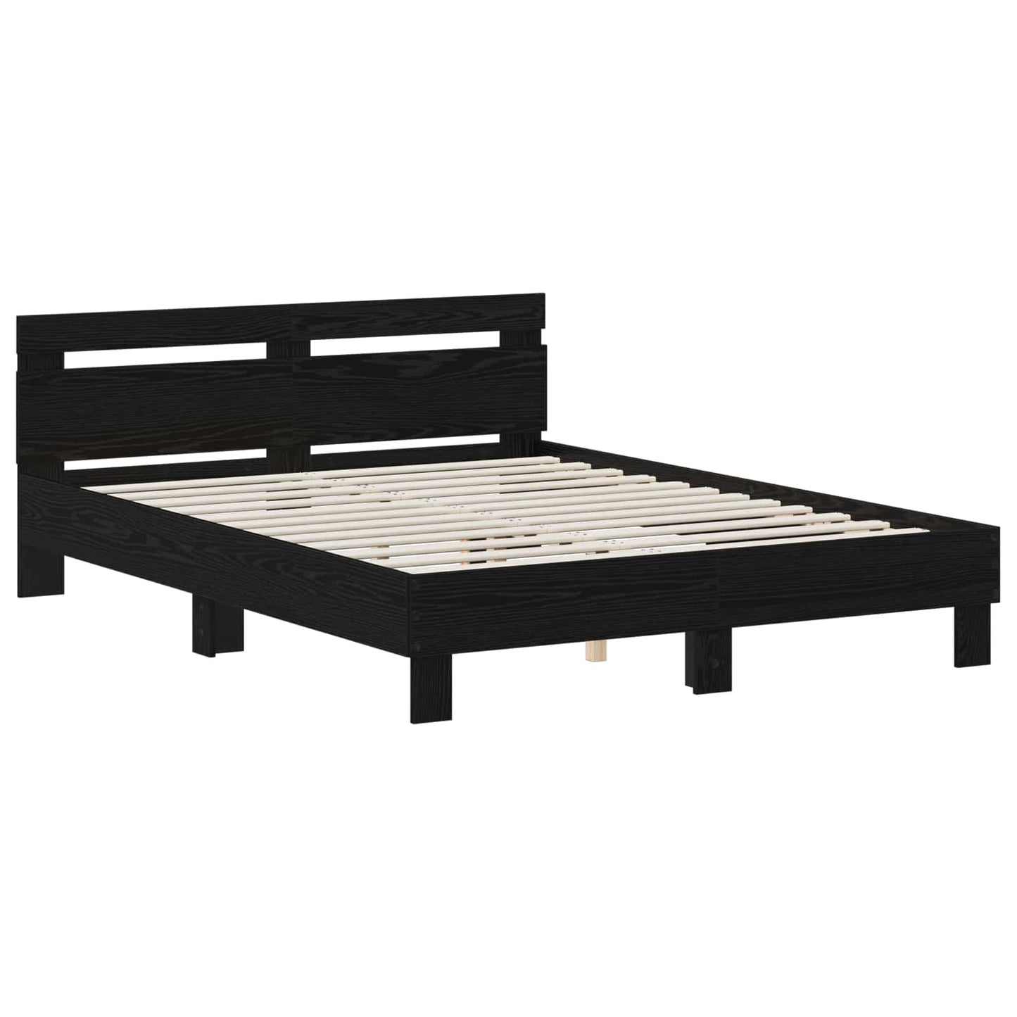 Bed Frame Black Oak 135 x 190 cm Engineered Wood