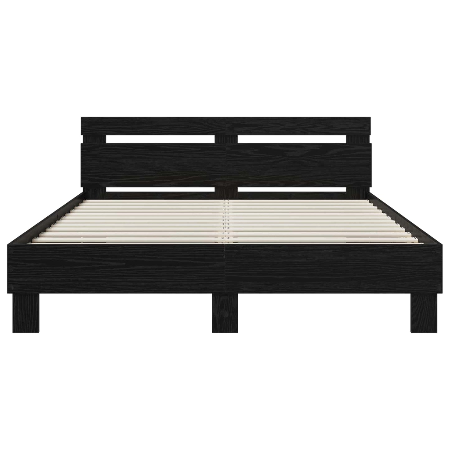 Bed Frame Black Oak 135 x 190 cm Engineered Wood