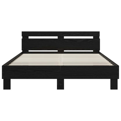 Bed Frame Black Oak 135 x 190 cm Engineered Wood