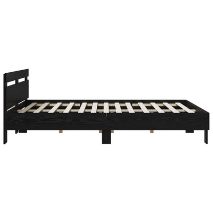 Bed Frame Black Oak 135 x 190 cm Engineered Wood