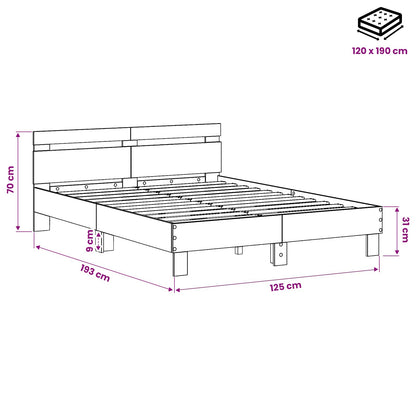 Bed Frame Old Wood 120 x 190 cm Engineered Wood