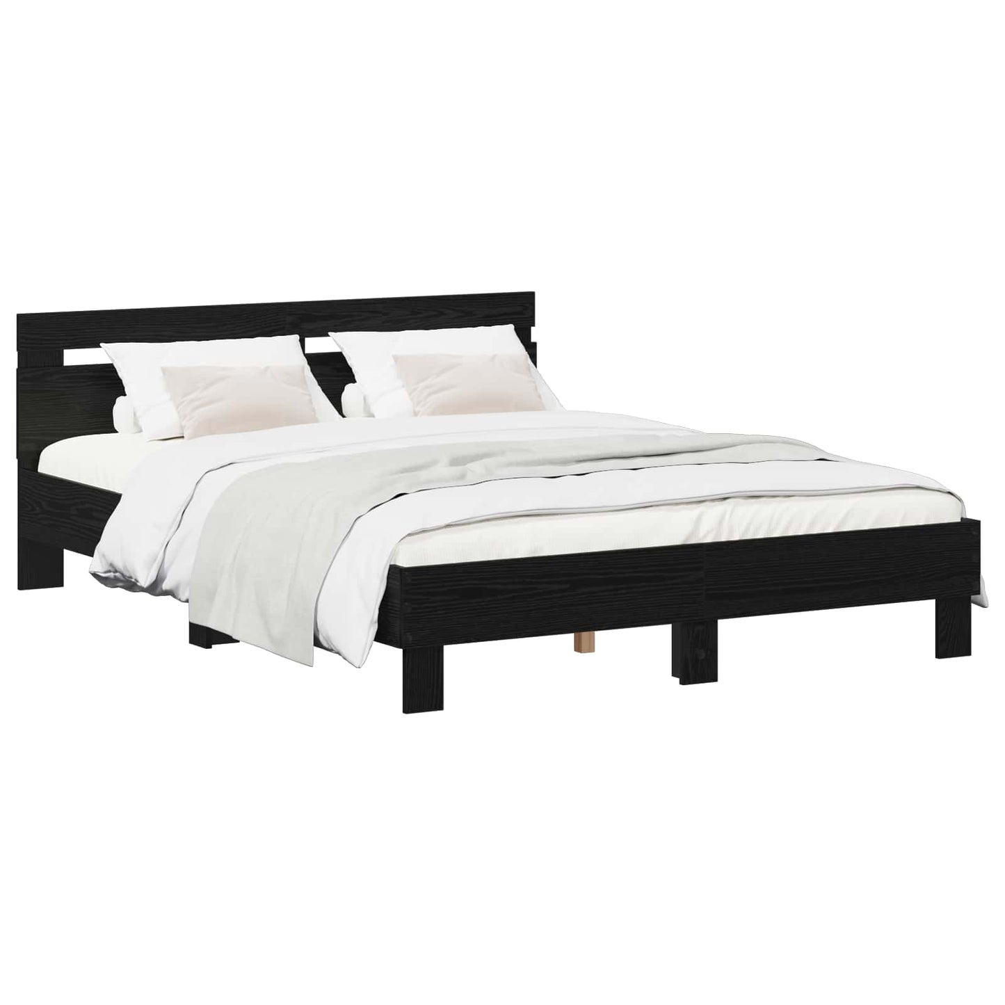 Bed Frame Black Oak 120 x 190 cm Engineered Wood