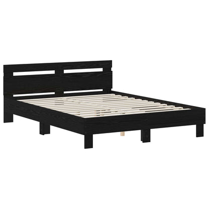 Bed Frame Black Oak 120 x 190 cm Engineered Wood