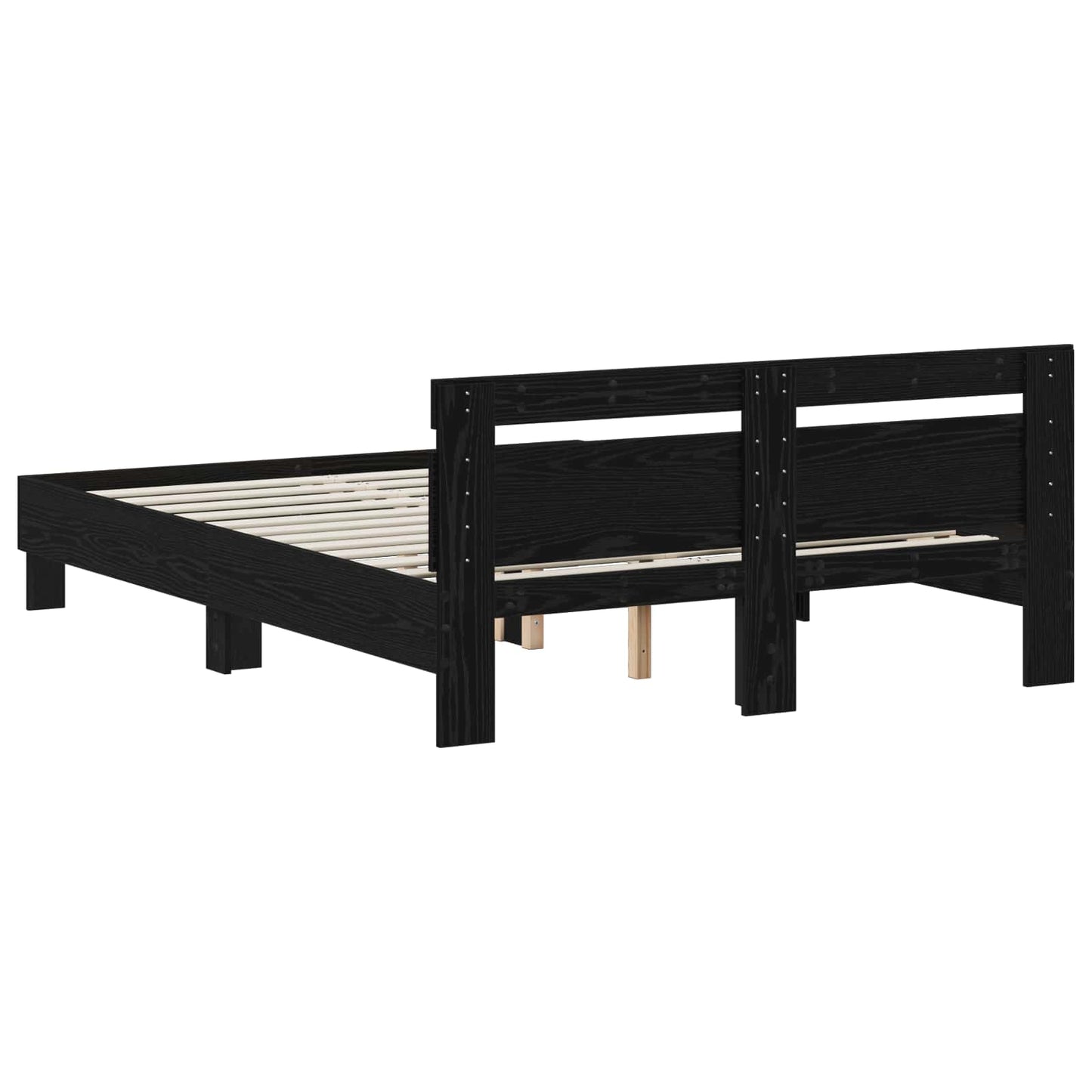 Bed Frame Black Oak 120 x 190 cm Engineered Wood