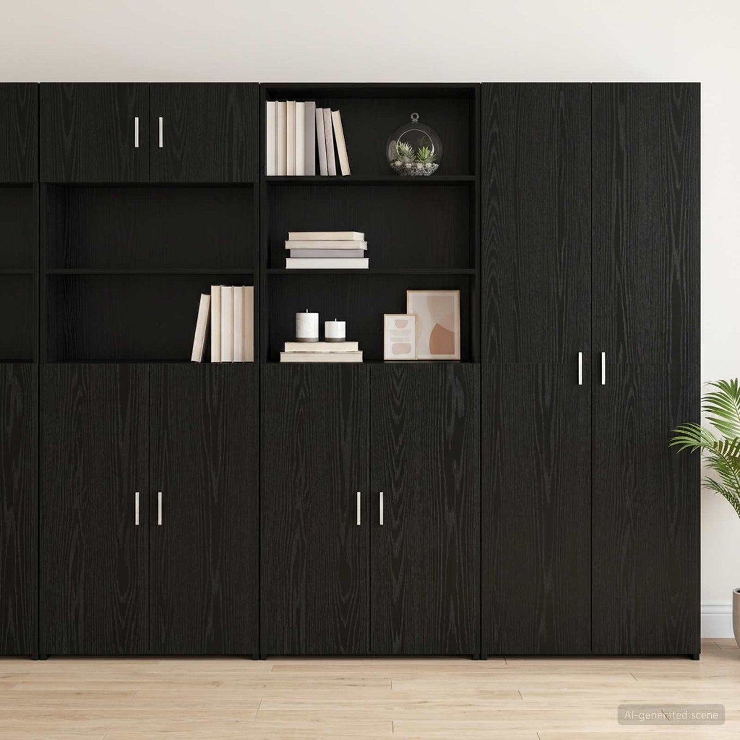 Highboard Black Oak 70 x 42.5 x 185 cm Engineered Wood